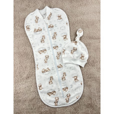 Коконпелюшка на змійці з шапочкою Ведмедик на хмаринці (Футер - з начосом) 56-62