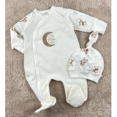 Чоловічок та шапочка Місяць Ведмедик на хмаринці (Футер - з начосом) 62 (3-6міс)
