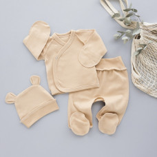 Набір 3в1: Льоля, повзунки та шапочка Бежевий (Інтерлок) 56 (0-3міс)