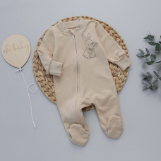 Чоловічок на блискавці Зайчик Бежевий (Футер - з начосом) 56 (0-3міс)