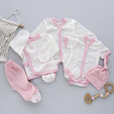 Набір 5в1 Сердечка Рожевий Жакард (Трансфер) 56 (0-3міс)