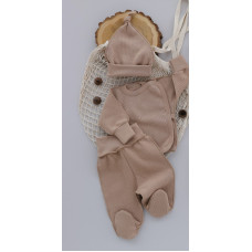 Набір 3в1: Льоля, повзунки та шапочка вузлик Бежевий (Вафелька) 50 (newborn)
