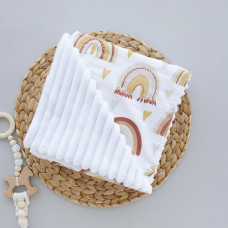 Плед плюш, без утеплення Веселка Жовтий/ Білий плюш 100/80