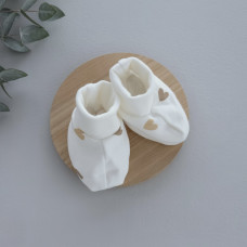 Пінетки Сердечка Бежевий (Футер - з начосом) 56 (0-3міс)