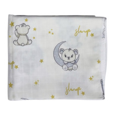 Муслінова пелюшка Ведмедик Місяць Сірий 90/80