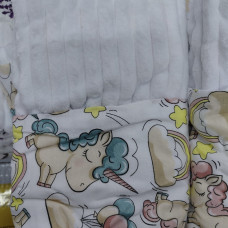 Плед плюш, без утеплення Единоріжки Молочний / Білий плюш 100/80