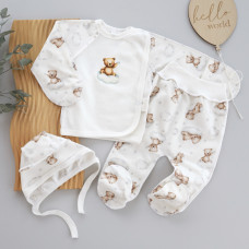 Набір 3в1: Льоля, повзунки, шапочка Ведмедик на хмаринці (Футер - з начосом) 56 (0-3міс)