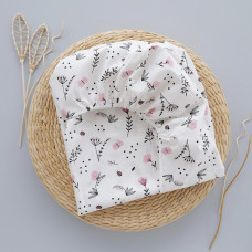 Простинка на гумці в ліжко Квіточки Рожевий 120/60