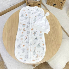 Коконпелюшка на змійці з шапочкою Місяць Зайчик (Інтерлок) 62 (0-3міс)