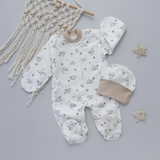 Чоловічок та шапочка Кохаю Бежевий (Футер - з начосом) 56 (0-3міс)