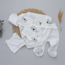 Набір 3в1: Боді, повзунки та шапочка I Мілк (Футер - з начосом) 56 (0-3міс)