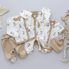 Комплект 5в1 Котики Бежевий (Рубчик) 56 (0-3міс)