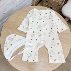 Мусліновий Чоловічок та шапочка Ведмедик сердечка 62 (1-3міс)