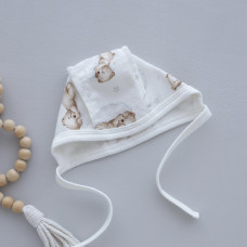 Шапочка на зав’язках Ведмедик на хмаринці (Футер - з начосом) 56 (0-3міс)