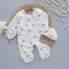 Чоловічок та шапочка Їжачки Бежевий (Футер - з начосом) 56 (0-3міс)