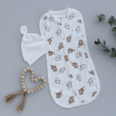 Коконпелюшка на змійці з шапочкою Ведмедик Коричневий (Інтерлок) 62 (0-3міс)