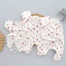 Комплект 5в1 Сердечка Рожевий (Футер - з начосом) 56 (0-3міс)