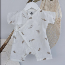 Мусліновий пісочник -кімоно Молочний Пір’ їнки 74 (9-12міс)