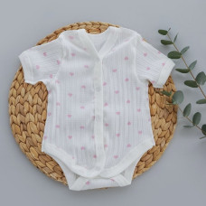 Боді з коротким рукавом Сердечка Рожевий (Вафелька) 56 (0-3міс)