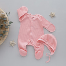 Чоловічок та шапочка Рожевий (Вафелька) 56 (0-3міс)