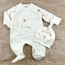 Чоловічок та шапочка Кульбаба Сердечка (Футер - з начосом) 56 (0-3міс)