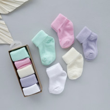 Шкарпетки 5 пар: М'ятний, рожевий, молочний, ліловий, білий (з підворотом) 56 (0-3міс)