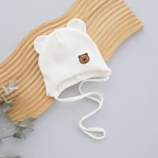 Шапочка Ведмедик з вушками Молочний (Крем) (весна) 36-38 (0-1міс)