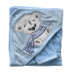Дитячий рушник з кутиком махровий Ведмедик з шарфом Блакитний 90/85
