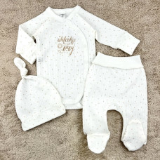 Набір 3в1: Боді, повзунки та шапочка Горошок Welcome baby (Рубчик) 62 (3-6міс)