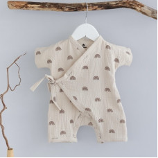 Мусліновий пісочник -кімоно Бежевий Веселка 56 (0-3міс)