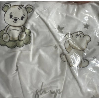 Непромокаюче простирадло на гумці в коляску Ведмедик місяць Сірий 80/40