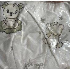 Непромокаюче простирадло на гумці в коляску Ведмедик місяць Сірий 80/40