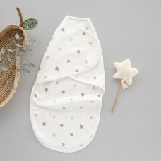 Коконпелюшка на липучці Сердечка Бежевий (Рубчик) 56 (0-3міс)