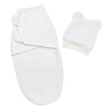 Коконпелюшка на липучці та шапочка Молочний (Тринитка з начосом) 62 (0-4міс)