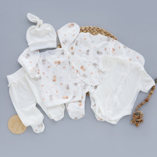 Комплект 5в1: Котики Молочний (Рубчик) 56 (0-3міс)