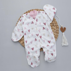 Чоловічок Сердечка Рожевий (Футер - з начосом) 56 (0-3міс)