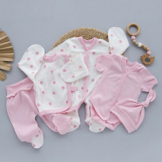 Набір 5в1 Квіти Рожевий (Рубчик) 56 (0-3міс)