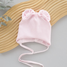 Шапочка Шеррі з вушками Світлий Рожевий (весна) 38-40 (1-3міс)