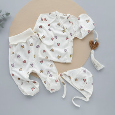 Набір 3в1: Льоля, повзунки та шапочка Сердечка Фіолетовий (Рубчик) 56 (0-1міс)