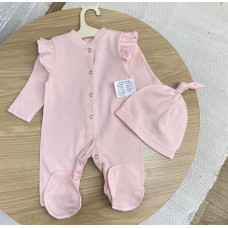 Чоловічок Метелик з шапочкою Рожевий (Інтерлок) 62 (1-3міс)