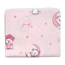 Пелюшка фланелева/ байкова (Туреччина) Ведмедик Місяць Рожевий 90/80