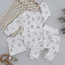 Набір 3в1: Боді-розпашонка, повзунки та шапочка Зайчик Молочний (Рубчик) 62 (1-3міс)