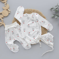 Набір 3в1: Боді, повзунки та шапочка на зав’язках Кохаю мама тато (Інтерлок) 62 (1-3міс)