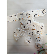 Набір 3в1: Льоля, повзунки та шапочка Пінгвіни (Футер - з начосом) 56 (0-3міс)