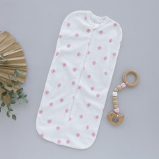 Коконпелюшка на змійці Квіти Рожевий (Рубчик) 56 (0-3міс)