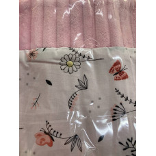 Плед плюш, без утеплення Квіти Метелик/ Рожевий плюш 100/80