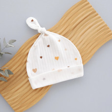 Шапочка вузликом Сердечка Помаранчевий (Рубчик) 62 (3-6міс)