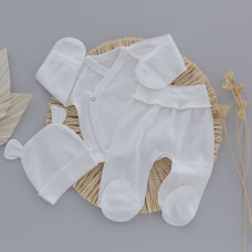 Набір 3в1: Льоля, повзунки та шапочка з вушками Білий (Інтерлок) 62 (3-6міс)