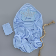 Дитячий рушник з кутиком махровий Prince Блакитний 90/85