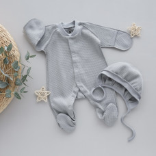 Чоловічок та шапочка Сірий (Вафелька) 56 (0-3міс)